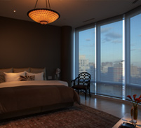 Dim your lights and raise the blinds with voice commands or a remote.